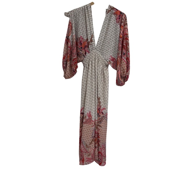 Misa Los Angeles Paisley Floral Boho Dress Emala V Neckline Vacation Sz Small - Picture 2 of 8